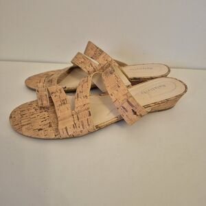 Relativity Sandals Slip-on Re-Polly Womens 9 M Strap Low Wedge Heel Faux Cork